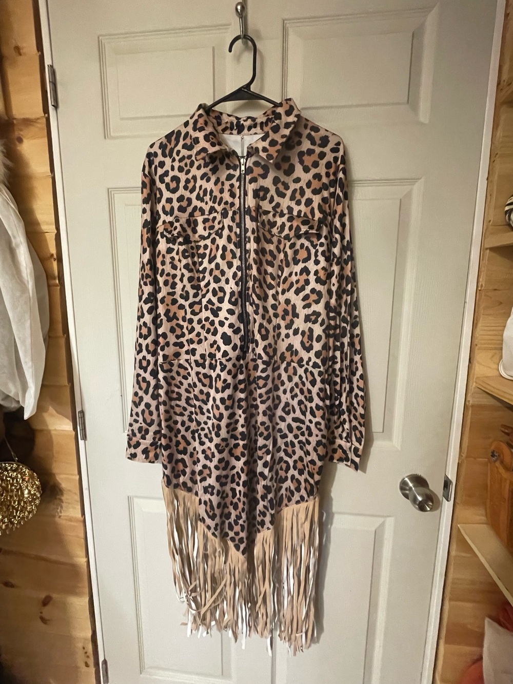 New animal print fringe dress